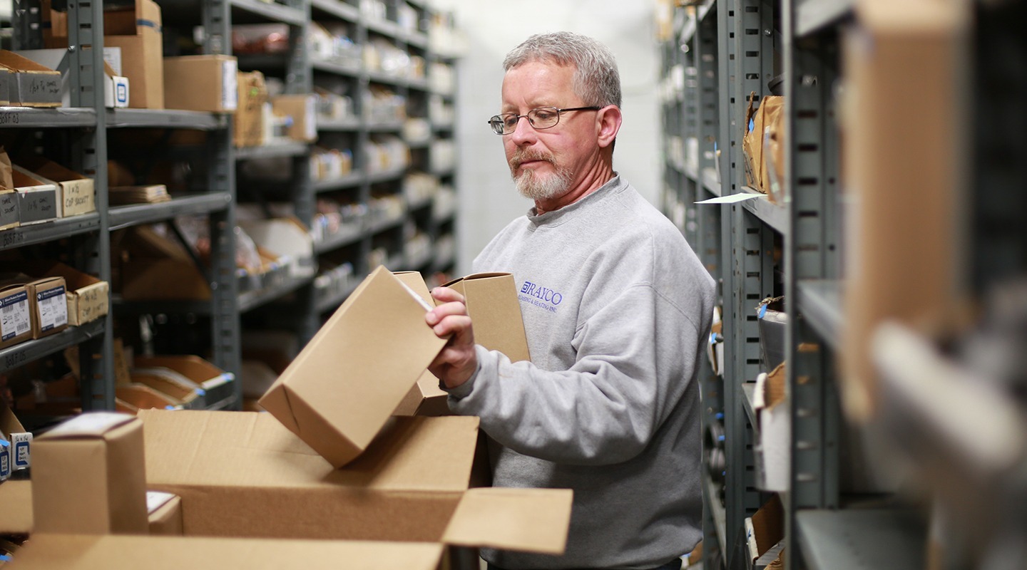 Employee managing inventory