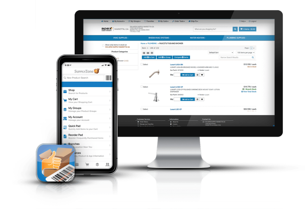 Supply web on computer and phone